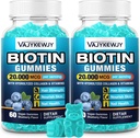 2 Pack Vegan Biotin Gummies za lase, kožo in nohte - 20.000 mcg na strežbo, primeren za ženske in moške - 120 Gummies