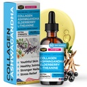 Kolagen Mojo - Tekoči kolagen za ženske in moške, kolagen Peptide z Ashwagandha, Elderberry & L-Theanine - lasje, koža, nohti, skupni in stres podpora, visoka absorpcija - 100.000mcg, 2 Oz