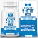 L-metilfolat 7,5 MG, optimiziran in zelo bioaktivni metil Folat, 5-MTHF dodatek za Mood in imunske podpore, naravni prehranski dodatek za energijo, ne-GMO & Gluten-free, 90 kapsul