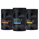 Športne raziskave 1250 mg Omega 3 Omega Olje brez Burpless Fish Oil - Wild Aljaski Pollock - (90 Count), Visoka moč Vegan Vitamin C 1000mg (240 Count) + Vegan 5000iu Vitamin D s 100mcg Mk7 Vitamin K (60 Count)