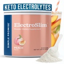 Preprosta obljuba ElectroSlim - brez sladkorja Keto elektroliti v prahu - brez sladkorne formule za dnevno energetsko podporo in hidracijo, nizko natrijev organski elektroliti v prahu, 30 Strežniki, Peach Flavor