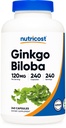 Nutricost Ginkgo Biloba 120mg, 240 Kapsule - Extract Ginkgo Biloba - Gluten Free in Non-GMO