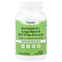 Vitacost Resveratrol + ekstrakti grozdnega semena in rdečega vina - 240 kapsul