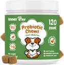 Inner Paw Probiotiki za pse, prebavni encimi in prebiotična formula za zdravje črevesja, pasji probiotiki za diarejo, Bowel & Imune Support, Chicken Flavor, 120 Soft Chews