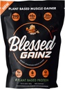 BLESSED Gainz Vegan Protein Powder Mass Gainer - 40g Rastlinski beljakovinski prašek - Zamenjava obroka s Pea Protein Powder - Vegan Protein Shake - 40 Serving (Peanutovo maslo)