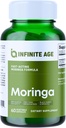 INFINITE AGE 1000mg Organic Moringa Leaf Powder kapsule, 60 Štetje - Izdelano v ZDA, Vegan, Gluten prost, vse-naravni - Antioksidanti, Jetra in ledvice podporo dodatek
