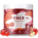 Fiber Gumies s probiotiki,10G Fiber per Serving No Sugar Dodano jabolko aroma, z 10 milijard CFU probiotiki mešanica, Apple Cider kis, Vitamin C, Inulin, Bloating Podpora 90 Število
