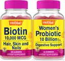 WellYea High Potency Biotin + probiotiki Ženske 10B CFU, Gummies Bundle - odlično degustacijo, Vitamin dopolnilo, Gluten brezplačno, GSO brezplačno, Žvečljivi Gummy