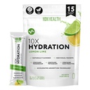 10X Health Hydration Packets Lemon Limete Electrolyte Drink Mix Tekoči 15 Pakiranja z magnezijevim citratom, natrij in kalij - naravni aromirani elektrolit