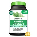 Zenwise Health Vegan Omega 3 dodatek - Burpless Omega 3 dodatek z DHA, EPA & DPA Maščobne kisline za imuno zdravje - ribje olje Alternative iz trajno pridobljenega olja morskih alge - 120 Softgels