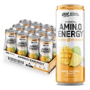 Optimum Nutrition Amino Energy Sparkling Hydration Drink, Elektroliti, Kofein, Aminokisline, BCAA, Brez sladkorja, Mango Pineapple Limeade, 12 Fl Oz, 12 Pack (Packaging May Vary)