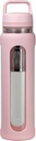 20oz Steklena steklenica vode s silikonskim rokavom, 600ml Mug z 2 Tier Lid (Wide usta in majhne usta naravnost pitje) s steklenico Tea Puk - Gim Joga na prostem dejavnosti (Pink)