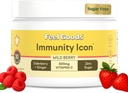 Ikona immunitete, nič sladkorja, vitamin C, A, B, D, E & cink, organska jagoda, Ashwagandha, pijača v prahu, vegan, ne gensko spremenjeni organizmi, kofein & gluten brezplačno 