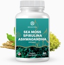 Sea Moss s Spirulina in Ashwagandha Mešanica kapsul, Mood, Imunska podpora in stres Relief, Mikro sestavine in antioksidanti Vir – Non-GMO, Vegan Superfood dodatek, 90 Count