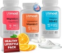 Liposomski vitamin C s super bioflavonoidi 1000MG (180 kapsul), vitamin D3 s K2 5000IU (60 kapsul) in magnezijev glicinat 350MG (60 kapsul) – ne-GMO, gluten-free suppleme