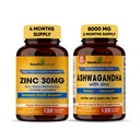 Sandhu Zeliščni cink 30mg dopolnilo in organski 4 v 1 Ashwagandha kapsule z cinkom
