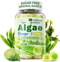 Omega 3 Gumies 2200mg iz olja alg (DHA 640mg & EPA 290mg) za ženske in moške, Vegan Omega 3 ribje olje Alternative, w/CoQ10, astaksantin, vitamin A, E, D3 za možgane, oči, antioksidant, sladkor brez, 1Pack