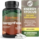EarthNutri Energy + Focus Supplement - Energy Boost & Memory Energy Booster s PeakO2, AlphaSize, Cognizin, PurCaf, Theacrine, Acetil L-Carnitine in L-Tirozin - 3 kapsule na odmerek