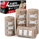 Premium elastični ovitek za obroče - 4pk (2x3in, 2x4in) + 12 dodatnih sponk - močan zavihek za zapestja, kolena in kolena