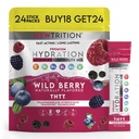 Hidracija v prahu, Wild Berry Pack 24 Electrolyte Powder Packets, naravno arome Hydrating Packets za vodo, hitro delujoči Hidrat Elektroliti z vitamini B & C, energetika in regeneracija