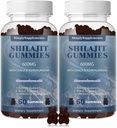 Shilajit Gumies 600mg, Shilajit dodatek s Trace minerali & Fulvic kislina za energijo in imuniteto podporo, Organic Shilajit Resin za moške in ženske, Vegan, 60 Gummies (2 paket)