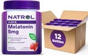 Natrol 5mg Melatonin Gumies, podpora za spanje za odrasle, Melatonin dopolnila za spanje, 60 Jagode-slavne Gumies, 30 dnevna dobava (Pack of 12)