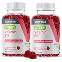 Viteey Vitamin B12 Gumiji za odrasle in najstnike 1000mcg, Sladkor brez sladkorja - Dobro za energijo, Presnova, Podpora naravni energiji - Vegan, želatina brez glutena, brez GSO - Žvečljiva jagoda