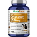 NusaPure Colostrum 1050mg 30% IgG 200 kapsul (ne-GMO, brez soje) Bioperine