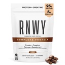 RNWY Popolni proteini, 25g Kvas Proteini + 5g Kreatin monohidrat, Vegan, Dairy-free, Informirani šport Certificirano, Post-Workout okrevanje za vzdržljivost športnikov, Čokolada, 21 Servingi