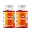 Vitamatski vitamin D3 & K2 Gumies (2-Pack, 60 števk) podpira zdrave kosti, zdravje srca, absorpcijo kalcija in imunske funkcije na osnovi rastlin, ne-GMO, gluten-free