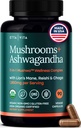 USDA Egyc Lions Mane dodatek kapsule z Ashwagandha, Chaga, Reishi, Cordyceps, Turčija rep (18,600mg/serv) 10x Adaptogene gobe kompleks kot Focus dodatek - Energija, Immunity & Nootropic