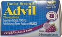 Advil junior žvečljive tablete ibuprofen, grozdje 100 mg, 24 tablete vsak (pak po 4)