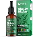 Ginkgo Biloba Extract Kapljice tekoče 2000mg (Ginkgo biloba L.) Zeliščni dodatek Absorbije boljše kot kapsule, 1 mesec dobave, 84 Servisi, Tinktura brez alkohola - 2 Oz, pakiranje po 1