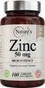 Cink 50mg [High Potency] Dodatek - Imunski podporni sistem iz naravnega cinka (Oksid / Citrat) 100 Tablet, Izdelano iz naravnih Potent.