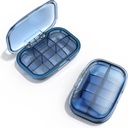6 Kompartment potovalne tablete Box, tablete Organizator Vlažne tablete Primer, majhne tablete Škatla za žepno torbico, Dnevno prenosljivi Medicine Vitamin Box, Ribje olje Škatla, Dopolnilno polje (modra)