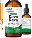 Wild & Organic Kava Tinkture 400 mg - Podpora razpoloženju - Umirjanje korenskega ekstrakta tekoče kapljice - 2-mesečna dobava - Veganske, sladkor in alkohol brez kapljice - 2 fl oz