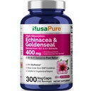 NusaPure Echinacea Goldenseal 200mg, (Extract 10:1, ekvivalent 2000mg), 200mg, (Extract 4:1, ekvivalent 800mg) - 2800mg 300 Veggie Caps (vegetarijanske, ne-GMO, Vegan)