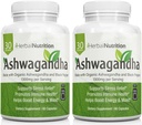 Herbal Nutrition Organic Ashwagandha 1300mg Max Jakost, dve steklenici, 120 kapsul Plus črna paprika za biološko razpoložljivost