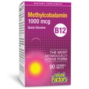 Naravni dejavniki, Vitamin B12 Metilkobalamin 1000 mcg, Žvečljiva podpora za energijo in imunskega zdravja, Vegetarian, Gluten, 90 tablet (90 odmerkov)