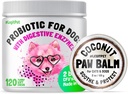 LEGITPET probiotiki za pse z naravnimi prebavnimi encimi + prebiotiki za alergijo in srbečico Relief 120 mehkih žveči in Paw Balm soother & vlažilni krema z naravnim kokosovim oljem 2oz