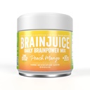 BrainJuice Nootropics Brain Support Supplement, Gluten Free Powder for Energy and Focus, Drink Mix with L Theanine, Alpha GPC, Vitamin B, Organski izvleček zelenega čaja Caffeine, Peach Mango, 15 Servinges