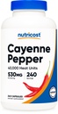 Nutricost Cayenne Pepper 530mg, 240 Kapsule - 40.000 toplotnih enot, brez glutena, brez GMO