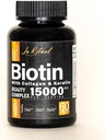 Vitamini biotin s kolagenom in keratinom - dodatek za rast las za ženske in moške - 15000 μg tablete - vitamini A,D,B1,B2,B3,B5,B6,B12 kompleks - zdrave veganske kapsule - 60 Count