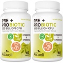 Probiotiki za ženske in moške - 300 milijard CFU, 24 sevov + 15 organskih zeliščnih prebiotikov Mešanica, dnevni probiotik za digestivno zdravje, imunski, črevesni, napihnjenost - 120 vegetarijanska kapsula (120-dnevna zaloga)