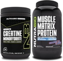 NutraBio Kreatin Monohidrat, brez arome, (300 g) in Muscle Matrix Protein Powder, (Confetti Cake) Dopolnitev paket – Mišična energija, največja rast, regeneracija, in moč
