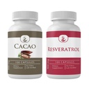 PURE ORIGINAL SESTAVINE Cacao & Resveratrol paket kapsul (100 kapsul vsak), brez dodatkov ali polnila, laboratorij preveri