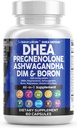 DHEA 200mg dodatek Pregnenolone 100mg za moške in ženske z DIM Ashwagandha Boron 6mg kompleks Kalcij Magnezijev cink 50mg vitamin D3 5000 i.e Hormone podporne kapsule Tablete Made in USA 60 Count