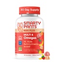 SmartyPants Kids Multivitaminski žvečilni gumiji - izboljšana formula: Omega 3 (DHA/EPA), Vitamini D3, C, B12, B6, Vitamin A, K & cink, Brez glutena, Tri sadne arome, 60 Štetje (30 dnevna zaloga)