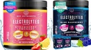 KLJUČNI HRANILCI Elektroliti v prahu Ultimate Hydration & Wellness Bundle - Juicy Jagodna limonada & Sweet Blue Raspberry Elektrolitni praški - Nič sladkorja, Keto-prijateljski, 90 Služi vsak