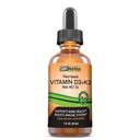 Veganski vitamin D3 + K2 (MK-7) Tekoče kapljice z MCT oljem, Peppermint Flavor, pomaga podpreti močne kosti in zdravo srce